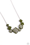 Twinkling Tables - Green Necklace - Paparazzi Accessories Necklace Bedazzle Me Pretty Mobile Fashion Boutique
