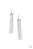 Twinkling Tapestry - White Earrings - Paparazzi Accessories Earrings Bedazzle Me Pretty Mobile Fashion Boutique