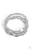 Twinkling Team - White Bracelet - Paparazzi Accessories Bracelet Bedazzle Me Pretty Mobile Fashion Boutique