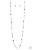 Twinkling Treasures - Brown Necklace - Paparazzi Accessories Necklace Bedazzle Me Pretty Mobile Fashion Boutique