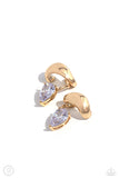 Twisting Teardrop - Gold Cuff Earrings - Paparazzi Accessories Post Earrings Bedazzle Me Pretty Mobile Fashion Boutique