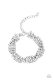 Twists and Turns - White Bracelet - Paparazzi Accessories Bracelet Bedazzle Me Pretty Mobile Fashion Boutique
