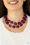 Two-Story Stunner - Purple Necklace - Paparazzi Accessories Necklace Bedazzle Me Pretty Mobile Fashion Boutique