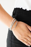 Ultra Modern - White Bracelet - Paparazzi Accessories Bracelet Bedazzle Me Pretty Mobile Fashion Boutique