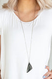 Ultra Sharp - Silver Necklace - Paparazzi Accessories Necklace Bedazzle Me Pretty Mobile Fashion Boutique