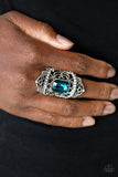 Undefinable Dazzle - Blue Ring - Paparazzi Accessories Ring Bedazzle Me Pretty Mobile Fashion Boutique