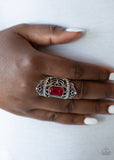 Undefinable Dazzle - Red Ring - Paparazzi Accessories Ring Bedazzle Me Pretty Mobile Fashion Boutique