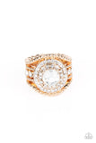 Understated Drama - Gold Ring - Paparazzi Accessories Ring Bedazzle Me Pretty Mobile Fashion Boutique