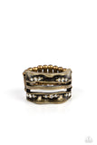 Unexpected Treasure - Brass Ring - Paparazzi Accessories Ring Bedazzle Me Pretty Mobile Fashion Boutique