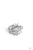 Untamable Universe - White Ring - Paparazzi Accessories Ring Bedazzle Me Pretty Mobile Fashion Boutique