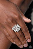 Untamable Universe - White Ring - Paparazzi Accessories Ring Bedazzle Me Pretty Mobile Fashion Boutique