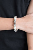 Upper Manhattan - White Bracelet - Paparazzi Accessories Bracelet Bedazzle Me Pretty Mobile Fashion Boutique