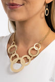 Uptown Links - Gold Necklace - Paparazzi Accessories Necklace Bedazzle Me Pretty Mobile Fashion Boutique