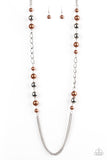 Uptown Talker - Brown Necklace - Paparazzi Accessories Necklace Bedazzle Me Pretty Mobile Fashion Boutique