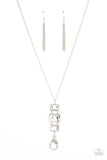 Uptown Totem - White Lanyard - Paparazzi Accessories Lanyard Bedazzle Me Pretty Mobile Fashion Boutique