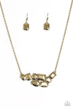Urban Dynasty - Brass Necklace - Paparazzi Accessories Necklace Bedazzle Me Pretty Mobile Fashion Boutique