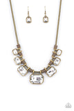 Urban Extravagance - Brass Necklace - Paparazzi Accessories Necklace Bedazzle Me Pretty Mobile Fashion Boutique