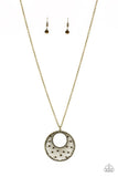 Urban Illumination - Brass Necklace - Paparazzi Accessories Necklace Bedazzle Me Pretty Mobile Fashion Boutique