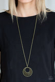 Urban Illumination - Brass Necklace - Paparazzi Accessories Necklace Bedazzle Me Pretty Mobile Fashion Boutique