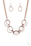 Urban Orbit - Copper Necklace - Paparazzi Accessories Necklace Bedazzle Me Pretty Mobile Fashion Boutique