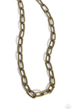 Urban Quarterback - Brass Mens Necklace - Paparazzi Accessories Mens Necklace Bedazzle Me Pretty Mobile Fashion Boutique