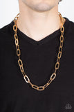 Urban Quarterback - Gold Mens Necklace - Paparazzi Accessories Mens Necklace Bedazzle Me Pretty Mobile Fashion Boutique
