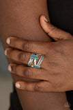 Urban Upscale - Blue Ring - Paparazzi Accessories Ring Bedazzle Me Pretty Mobile Fashion Boutique