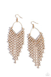 V Fallin - Gold Earrings - Paparazzi Accessories Earrings Bedazzle Me Pretty Mobile Fashion Boutique