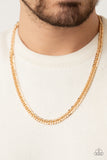Valiant Victor - Gold Mens Necklace - Paparazzi Accessories Mens Necklace Bedazzle Me Pretty Mobile Fashion Boutique