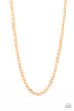 Valiant Victor - Gold Mens Necklace - Paparazzi Accessories Mens Necklace Bedazzle Me Pretty Mobile Fashion Boutique