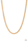 Valiant Victor - Gold Mens Necklace - Paparazzi Accessories Mens Necklace Bedazzle Me Pretty Mobile Fashion Boutique