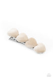Velvet Valentine - White Hair Clip - Paparazzi Accessories Hair Clip Bedazzle Me Pretty Mobile Fashion Boutique