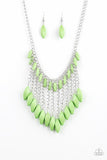 Venturous Vibes - Green Necklace - Paparazzi Accessories Necklace Bedazzle Me Pretty Mobile Fashion Boutique