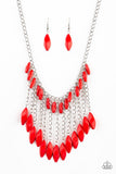 Venturous Vibes - Red Necklace - Paparazzi Accessories Necklace Bedazzle Me Pretty Mobile Fashion Boutique