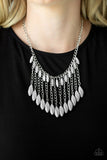 Venturous Vibes - Silver Necklace - Paparazzi Accessories Necklace Bedazzle Me Pretty Mobile Fashion Boutique