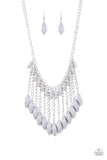 Venturous Vibes - Silver Necklace - Paparazzi Accessories Necklace Bedazzle Me Pretty Mobile Fashion Boutique