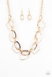 Very Avant-Garde - Gold Necklace - Paparazzi Accessories Necklace Bedazzle Me Pretty Mobile Fashion Boutique