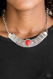 Very Venturous - Red Necklace - Paparazzi Accessories Necklace Bedazzle Me Pretty Mobile Fashion Boutique