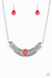 Very Venturous - Red Necklace - Paparazzi Accessories Necklace Bedazzle Me Pretty Mobile Fashion Boutique