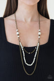 Very Vintage - Brass Necklace - Paparazzi Accessories Necklace Bedazzle Me Pretty Mobile Fashion Boutique