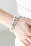 Very Vivacious - White Bracelet - Paparazzi Accessories Bracelet Bedazzle Me Pretty Mobile Fashion Boutique