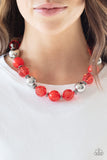 Very Voluminous - Red Necklace - Paparazzi Accessories Necklace Bedazzle Me Pretty Mobile Fashion Boutique