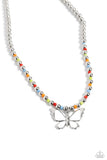 Vibrant Flutter - White Necklace - Paparazzi Accessories Necklace Bedazzle Me Pretty Mobile Fashion Boutique