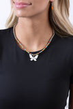 Vibrant Flutter - White Necklace - Paparazzi Accessories Necklace Bedazzle Me Pretty Mobile Fashion Boutique