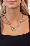 Vibrant Flutter - Yellow Necklace - Paparazzi Accessories Necklace Bedazzle Me Pretty Mobile Fashion Boutique