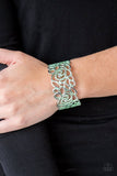 Victorian Gardens - Green Bracelet - Paparazzi Accessories Bracelet Bedazzle Me Pretty Mobile Fashion Boutique