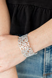 Victorian Gardens - White Bracelet - Paparazzi Accessories Bracelet Bedazzle Me Pretty Mobile Fashion Boutique