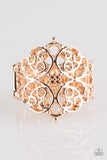 Victorian Valor - Rose Gold Ring - Paparazzi Accessories Ring Bedazzle Me Pretty Mobile Fashion Boutique