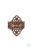 Victorian Vanity - Copper Ring - Paparazzi Accessories Ring Bedazzle Me Pretty Mobile Fashion Boutique
