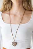 Victorian Virtue - Copper Necklace - Paparazzi Accessories Necklace Bedazzle Me Pretty Mobile Fashion Boutique